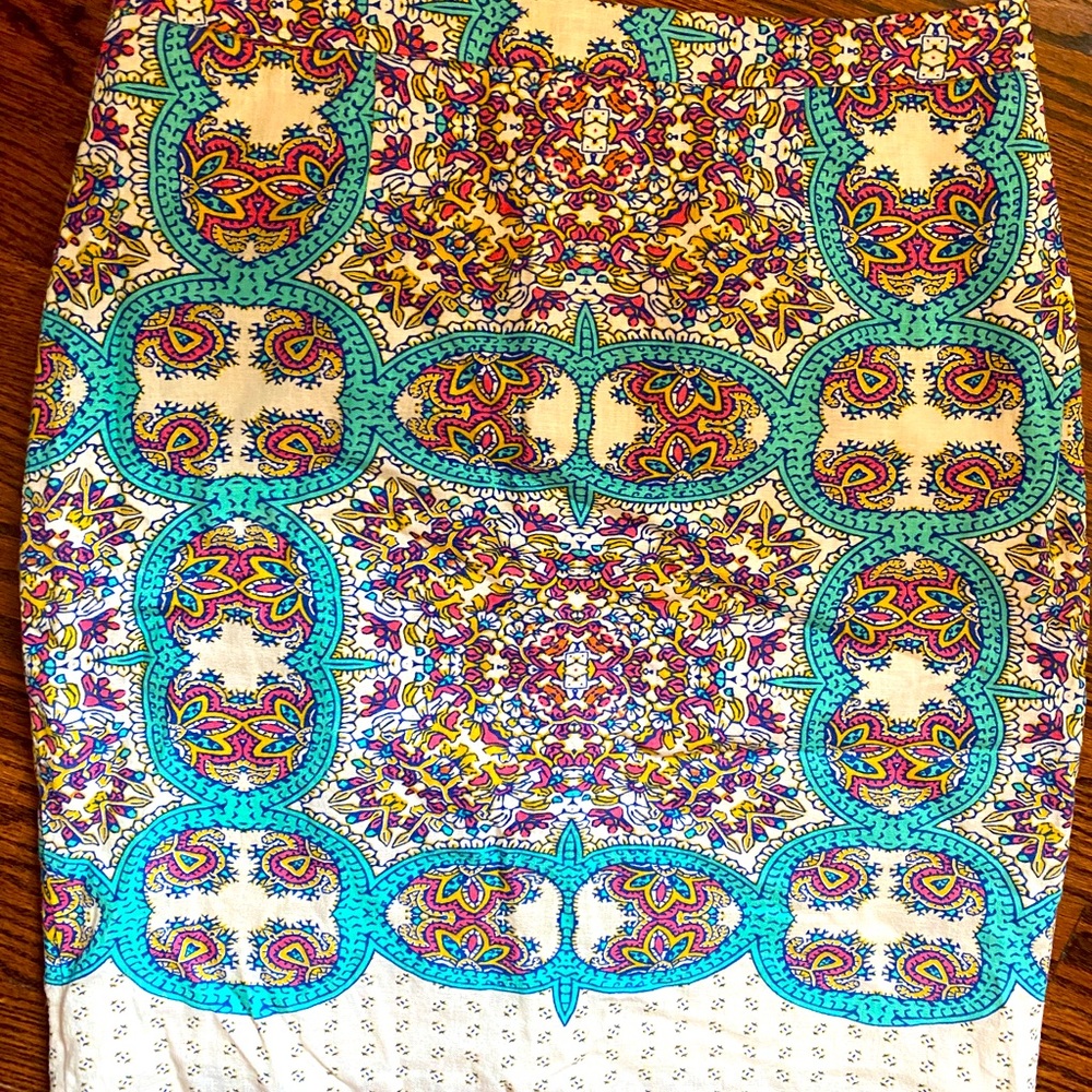 Maeve Printed Linen Pencil Skirt Anthropologie 12